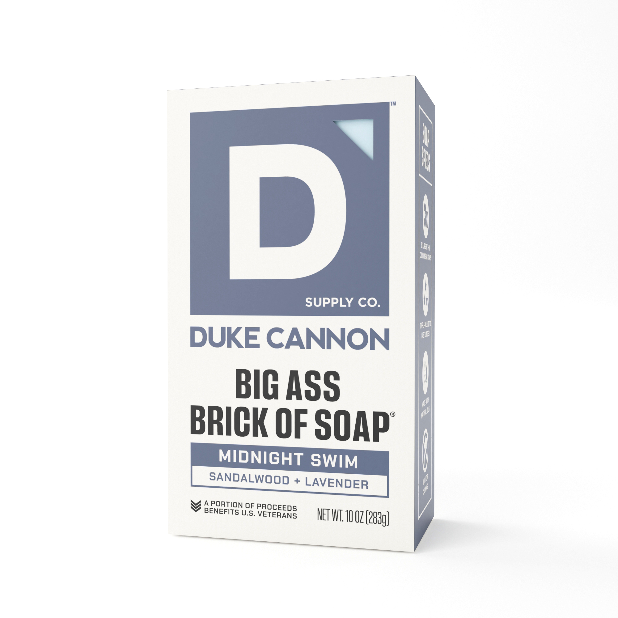 Duke Cannon, brick of soap midnight swim, Size 10 oz, Includes (qty.) 1 Model# BSBA-MNTS10